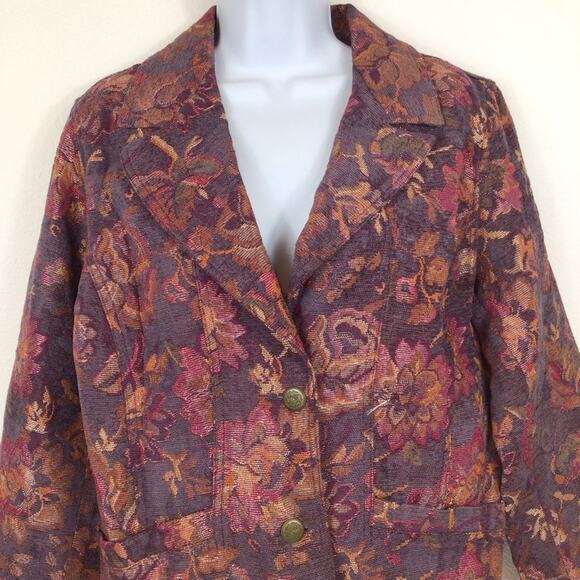 COLDWATER CREEK Floral Brocade Tapestry Jacket Blazer size M - Picture 2 of 5